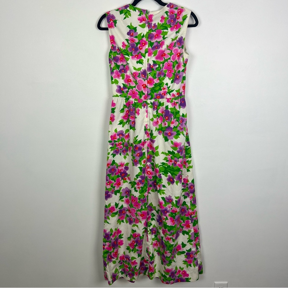 Malia Honolulu Vintage Maxi Dress Floral Vacation Tie Waist Zip Back - Picture 4 of 11